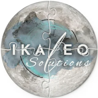 iKaleo Solutions moon logo split into four puzzle pieces